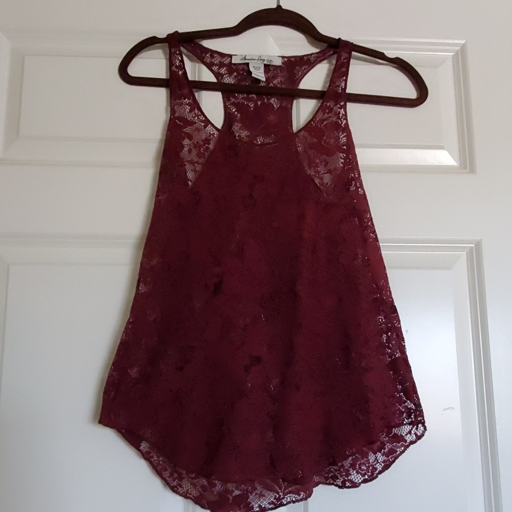 American rag lace maroon tank shirt